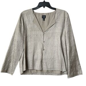 EILEEN FISHER‎ | Silk Beechwood Shimmering Jacket Cardigan Lightweight Pewter M